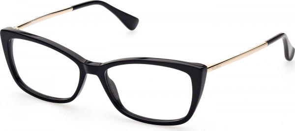 Max Mara MM5026 Eyeglasses, 001 - Shiny Black / Shiny Rose Gold