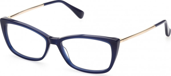 Max Mara MM5026 Eyeglasses, 090 - Shiny Blue / Shiny Rose Gold