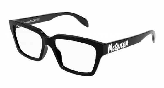 Alexander McQueen AM0332O Eyeglasses, 001 - BLACK with TRANSPARENT lenses