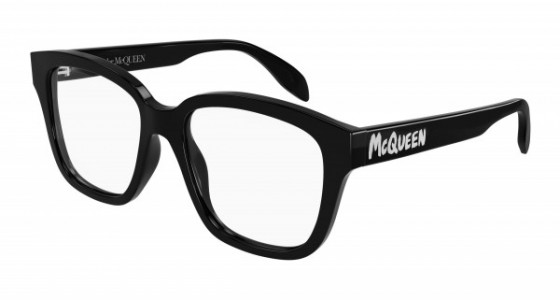 Alexander McQueen AM0333O Eyeglasses, 001 - BLACK with TRANSPARENT lenses