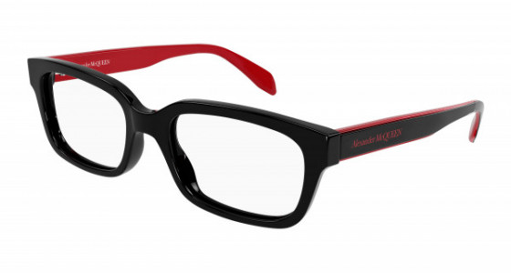 Alexander McQueen AM0345O Eyeglasses, 003 - BLACK with TRANSPARENT lenses