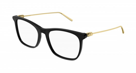 Boucheron BC0120O Eyeglasses, 001 - BLACK with GOLD temples and TRANSPARENT lenses