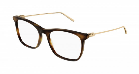Boucheron BC0120O Eyeglasses, 003 - HAVANA with GOLD temples and TRANSPARENT lenses