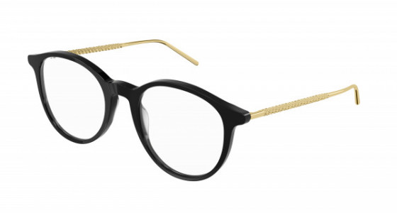 Boucheron BC0123O Eyeglasses, 001 - BLACK with GOLD temples and TRANSPARENT lenses