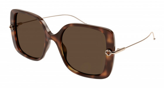 Pomellato PM0096S Sunglasses, 002 - HAVANA with GOLD temples and BROWN lenses