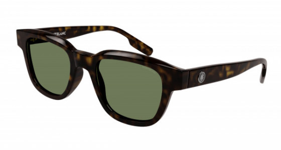 Montblanc MB0175S Sunglasses, 002 - HAVANA with GREEN lenses