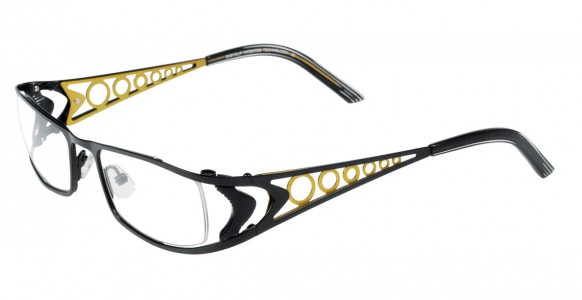 EasyClip S2502 Eyeglasses, BLACK/BLACK AND GOLD