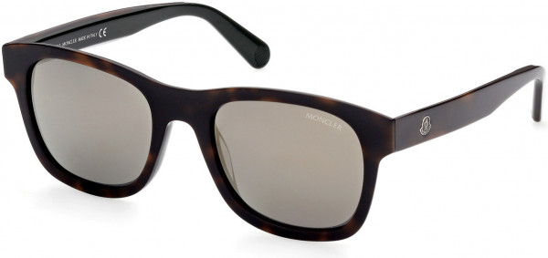 Moncler ML0192 Glancer Sunglasses, 56Q - Shiny Classic Havana & Dark Green / Smoke & Bronze Lenses