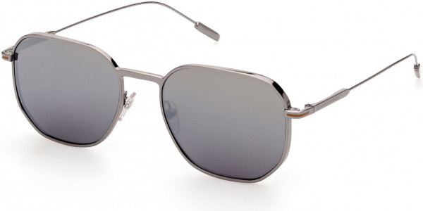 Ermenegildo Zegna EZ0192 Sunglasses, 08C - Shiny Dark Ruthenium / Smoke With Gradient Silver Mirror