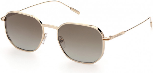 Ermenegildo Zegna EZ0192 Sunglasses, 32G - Shiny Light Gold / Gradient Brown To Blue With Gunmetal Mirror