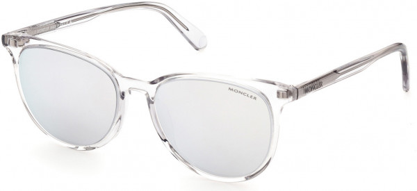 Moncler ML0211 Gigabeam Sunglasses, 26D - Shiny Crystal / Polarized Smoke Lenses W. Silver Mirror