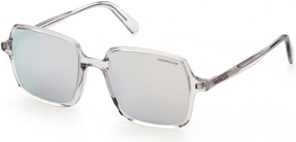 Moncler ML0212 Shadorn Sunglasses, 26D - Shiny Crystal / Polarized Smoke Lenses
