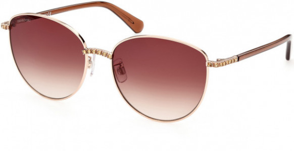 Swarovski SK0344-H Sunglasses, 28F - Shiny Rose Gold / Gradient Brown