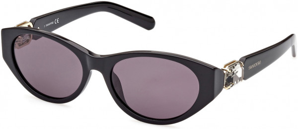 Swarovski SK0350 Sunglasses, 01A - Shiny Black  / Smoke