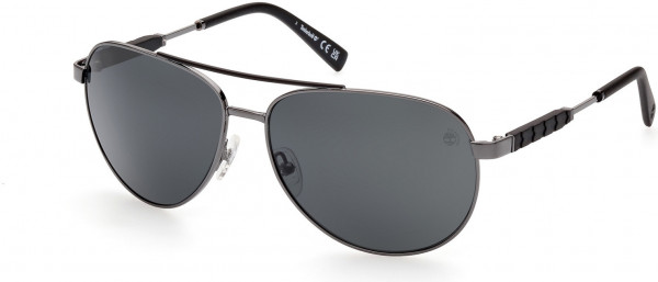Timberland TB9282 Sunglasses, 06D - Dark Gunmetal W/ Black Top Bar / Black Rubber Detail/ Smoke Lenses