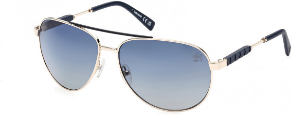Timberland TB9282 Sunglasses, 32D - Gold W/ Blue Top Bar / Blue Rubber Detail/ Blue Gradient Lenses