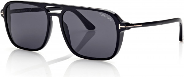 Tom Ford FT0910 Crosby Sunglasses, 01A - Shiny Black / Smoke Lenses