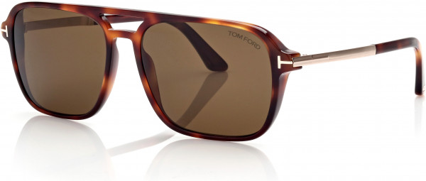 Tom Ford FT0910 Crosby Sunglasses, 53J - Shiny Medium Blonde Havana W. Shiny Rose Gold / Roviex Lenses