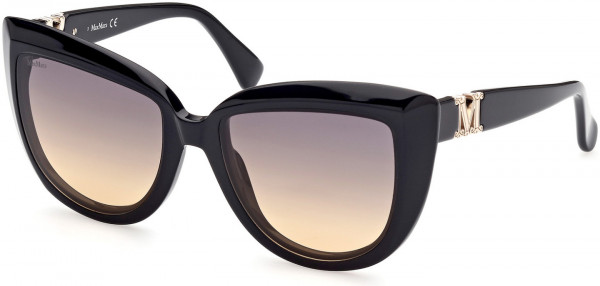 Max Mara MM0029 Emme6 Sunglasses, 01B - Shiny Black, Pale Gold 