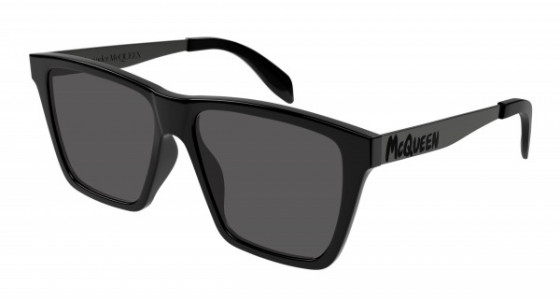 Alexander McQueen AM0352S Sunglasses, 001 - BLACK with GUNMETAL temples and GREY lenses