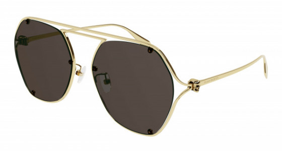 Alexander McQueen AM0367S Sunglasses, 002 - GOLD with BROWN lenses