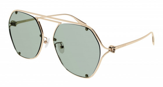Alexander McQueen AM0367S Sunglasses, 003 - GOLD with GREEN lenses