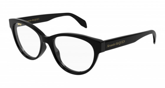 Alexander McQueen AM0359O Eyeglasses, 004 - BLACK with TRANSPARENT lenses