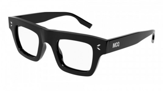 McQ MQ0344O Eyeglasses, 001 - BLACK with TRANSPARENT lenses