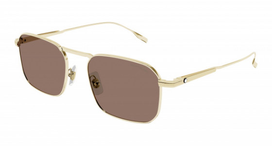 Montblanc MB0218S Sunglasses, 002 - GOLD with BROWN lenses