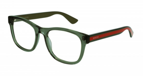 Gucci GG0004ON Eyeglasses, 011 - GREEN with TRANSPARENT lenses