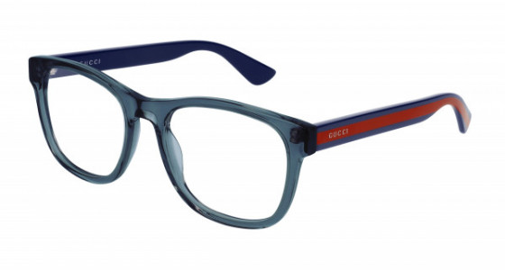 Gucci GG0004ON Eyeglasses, 012 - BLUE with TRANSPARENT lenses