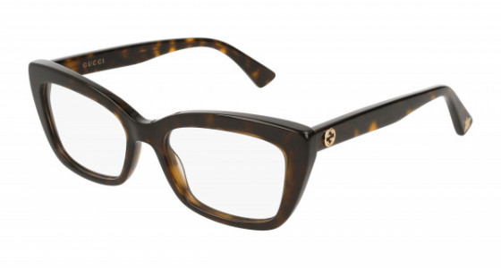 Gucci GG0165ON Eyeglasses, 002 - HAVANA with TRANSPARENT lenses