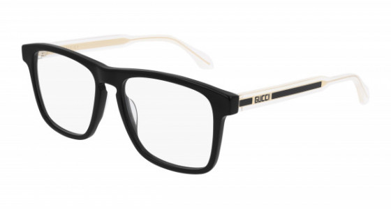 Gucci GG0561ON Eyeglasses, 001 - BLACK with CRYSTAL temples and TRANSPARENT lenses