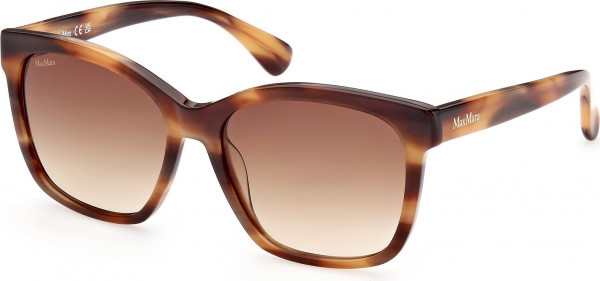 Max Mara MM0042 LOGO9 Sunglasses, 48F - Light Brown/Striped / Light Brown/Striped