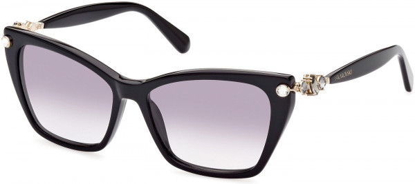 Swarovski SK0361 Sunglasses, 01B - Shiny Black  / Gradient Smoke