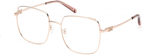 Bally BY5061-D Eyeglasses, 033 - Shiny Pink Gold, Front & Temples, Metal, Light Brown Rose Tip