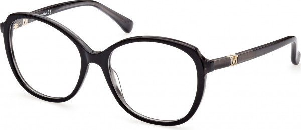 Max Mara MM5052 Eyeglasses, 001 - Black/Monocolor / Grey/Striped