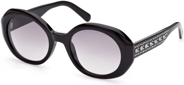 Swarovski SK0371 Sunglasses, 01B - Shiny Black  / Gradient Smoke