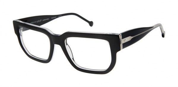 Colors In Optics C1141 BRUNO Eyeglasses, OXX BLACK OVER CRYSTAL