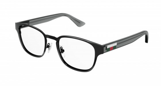 Gucci GG1118O Eyeglasses, 003 - BLACK with GREY temples and TRANSPARENT lenses