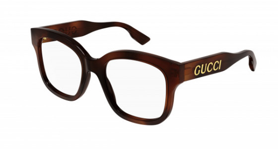 Gucci GG1155O Eyeglasses, 002 - HAVANA with TRANSPARENT lenses