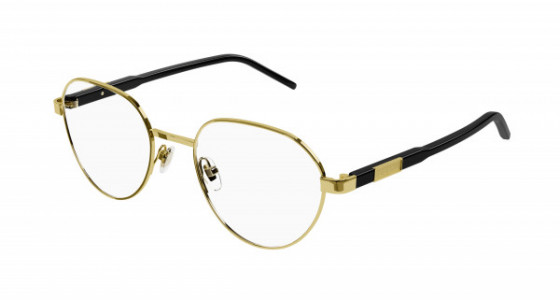 Gucci GG1162O Eyeglasses, 001 - GOLD with BLACK temples and TRANSPARENT lenses