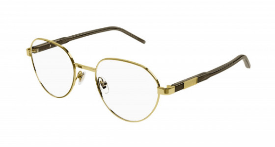 Gucci GG1162O Eyeglasses, 003 - GOLD with BROWN temples and TRANSPARENT lenses