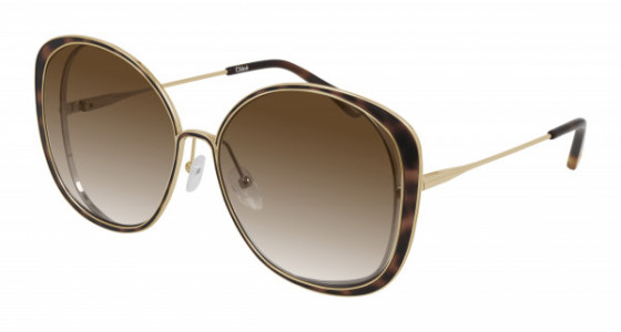 Chloé CH0036S Sunglasses, 002 - GOLD with BROWN lenses