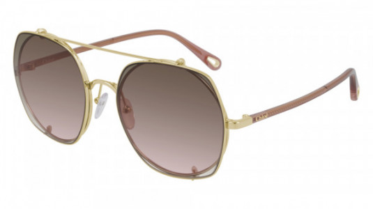 Chloé CH0042S Sunglasses, 004 - GOLD with BROWN temples and BROWN lenses