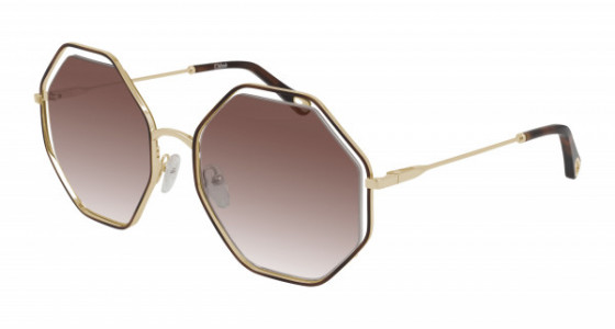 Chloé CH0046S Sunglasses, 001 - HAVANA with GOLD temples and BROWN lenses