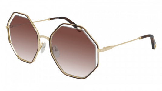 Chloé CH0046S Sunglasses, 004 - HAVANA with GOLD temples and BROWN lenses