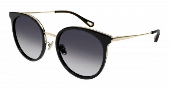 Chloé CH0060SK Sunglasses, 001 - BLACK with GOLD temples and GREY lenses