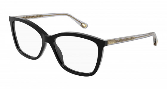 Chloé CH0118O Eyeglasses, 005 - BLACK with GREY temples and TRANSPARENT lenses