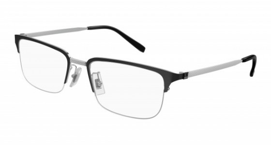 dunhill DU0043OA Eyeglasses, 002 - BLACK with SILVER temples and TRANSPARENT lenses